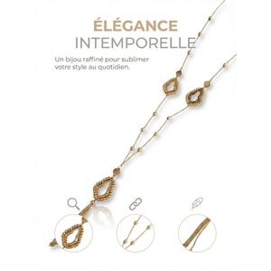 Collier Femme Longue Chaîne Fleur Cristal – Pendentif Gland Cloche en Alliage Or, Bijoux Mariage Indien & Arabe, Accessoire Élégant