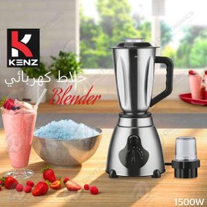 Kenz Blender Inox 1,5L 1500W, Fonction Ice Crush, Moulin à Café, NS3917