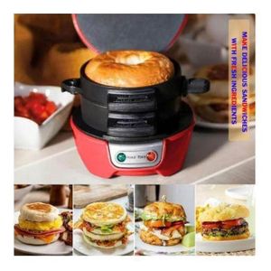 Machine Multifonction de Petit-Déjeuner 3 en 1 – Appareil Portable pour Hamburger, Sandwich, Gaufrier et Œufs