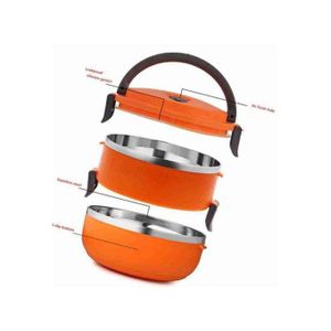 Porte Manger en Inox Boîte Repas Isotherme à 2 Niveaux Lunch Box - 1,4 Litres