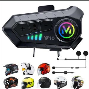 Y10 إنترفون بلوتوث للدراجات النارية سماعة رأس لاسلكية IPX6 مقاومة للماء مع تخفيض الضوضاء ومجموعة مكبر صوت للركوب