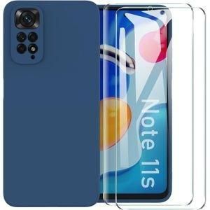 Coque Souple Liquid pour  xiaomi redmi note 11s 4G Silicone -bleu + Incassable Verre De Protection xiaomi redmi note 11s 4G
