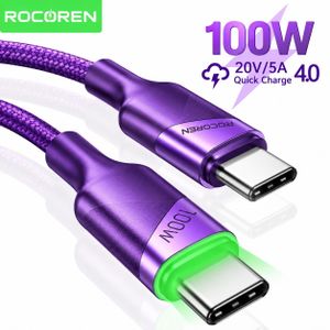 ROCOREN Câble USB-C 100W LED  1 Mètre – USB-C vers USB-C PD 3.1 Charge Rapide 5A