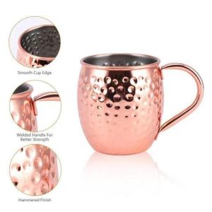 كوب ماء وكوكتيل من الفولاذ المقاوم للصدأ والنحاس المطرّق للمشروبات الباردة