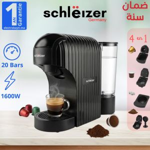 schlëizer Machine à café 4en1 - 20 Bar - 1600W - Capsules, dosettes et café moulu