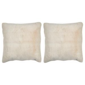 Lot de 2 - Housse de Coussin 50x50 Beige Douceur Synthétique Pour Salon ou Chambre