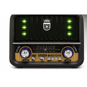 Fepe Radio rétro vintage avec Bluetooth AM/FM, USB AUX et carte SD rechargeable, haut-parleur avec antenne et lecteur de carte analogique.