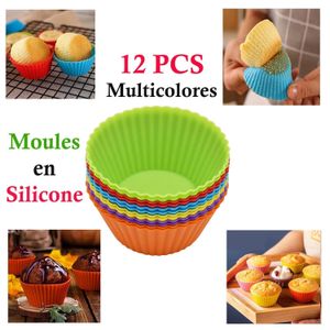 12 Moules à Cupcakes en Silicone Réutilisables – Antiadhésifs et Résistants à la Chaleur – Idéal Cupcakes, Muffins & Desserts