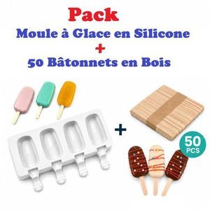 Moule à Glaces avec 50 pcs Bâtonnets en Bois