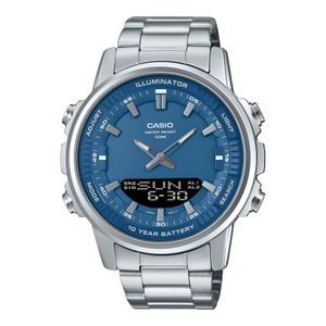 Casio Cadran bleu distinctif avec double affichage - Analogique & digitale multifonction - 10 ans autonomie - AMW-880D-2A1V