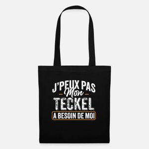 J'Peux Pas Mon Teckel A Besoin De Moi- , حقيبة تسوق قماشية 35 × 40 سم - حقيبة اليد