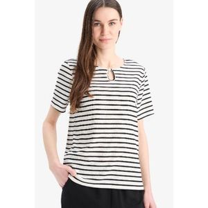 Defacto T-shirt Femme coupe regular extensible - Écru - C2378AX.