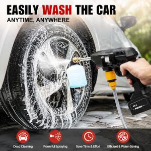 Nettoyeur Haute Pression Sans Fil avec 2 Batteries Rechargeables – Pistolet de Lavage Portable Multi-Usage pour Voiture, Jardin et Maison