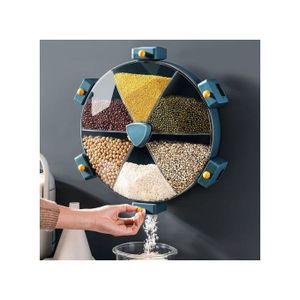 صندوق تخزين دوار مثبت على الحائط مكون من 6 شبكات للأرز والفواكه المجففة والشاي والقرع المجفف ومستلزمات المطبخ، E27