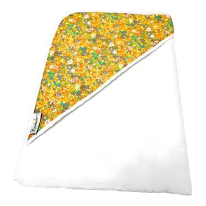 Bambidou Cape de Bain à Capuche - Motif Liberty Orange Fleuri - Bébé Enfant - Coton Doux
