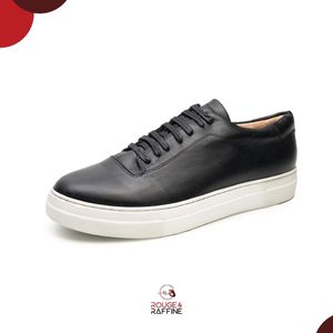 Rouge&raffiné Chaussures Baskets Homme Simple en Cuir Véritable à Lacets – Noir