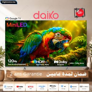 Daiko 55 MiniLED 4K UHD Smart Google TV HDR10, Dolby Vision Dolby Atmos  + Support Gratuit, MLED55MU35DK