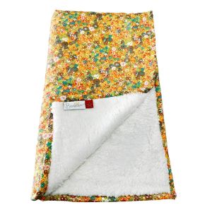 Couverture Bébé Réversible - Sherpa Douceur et Motif Fleuri - Chaleur et Confort - Liberty Orange 80x100 cm
