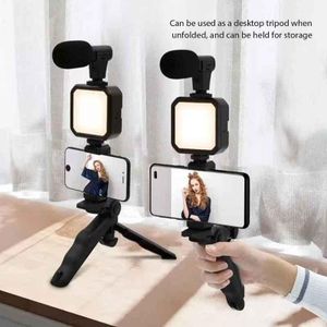 Ay kit de vlogging pour smartphone avec mini microphone,Support de téléphone trépied,éclairage de remplissage LED pour TikTok, diffusion en direct, vidéo YouTube