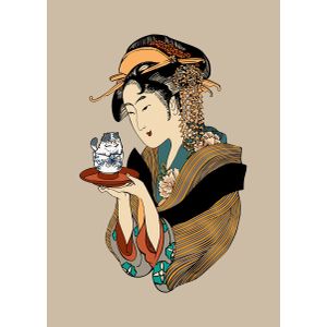 Tea time with persian cat  Poster Chambre Haute Qualité