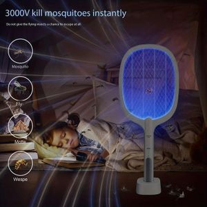 Normal Raquette anti-moustiques électrique 2en1 3000V-500mAH, LED 360-400nm