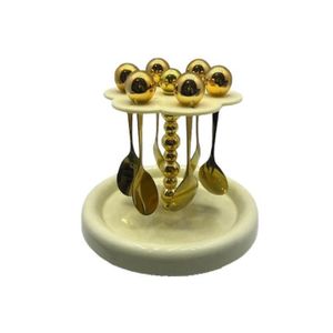 Lot de 6 cuillères doré, cuillères à café avec boost de rangement