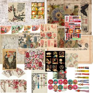 Kit Scrapbooking et Junk Journaling – Thème Asiatique, Fleurs, Lanternes et Motifs Traditionnels