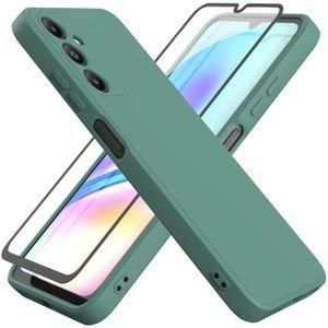 Case Pochette Souple Liquid Silicone pour Samsung Galaxy A17 vert avec Incassable Verre De Protection Verre Trempé écran