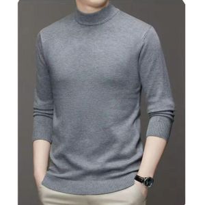 Pull Col Haut Homme Manches Longues Gris Foncé