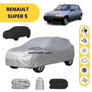 Bâche voiture imperméable double face – Protection complète contre pluie, soleil et poussière + sac offert ( RENAULT SUPER 5 )