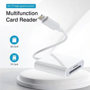 Adaptateur lecteur de carte SD 2-en-1 pour iPhone/iPad/Appareil photo  Lecteur de carte de stockage SD TF à double emplacement, lecteur Micro SD portable Plug & Play pour iPhone 16/15/14/13/12/11/XS/XR/8/7/6