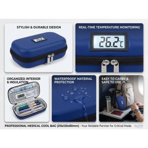 Trousse Isotherme Réfrigérante avec Thermomètre – Organisateur Médical Portable pour Conservation au Frais