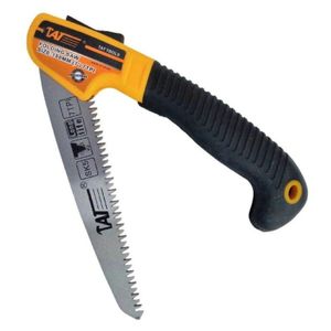 Scie à main pliante sécurisée, 180 mm, idéale pour le camping, l’élagage et le travail en plein air
