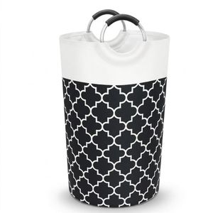 Panier à Linge Pliable Grand Format – Motif Géométrique Élégant avec Poignées en Aluminium