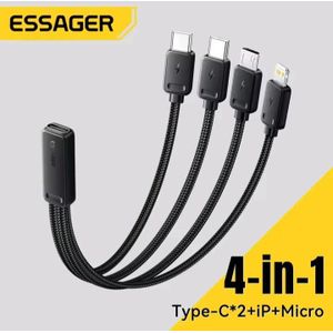 ESSAGER Câble Type-C femelle vers Type-C,Micro,lightning, Câbe rapide 4en1 multi USB
