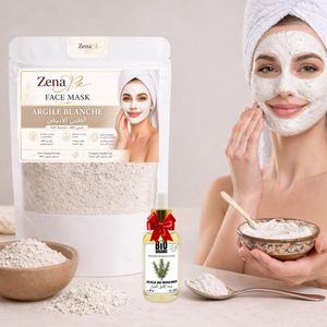 Zena Argile blanche 500g éco-format qualité premium + huile de Romarin 30ml gratuit