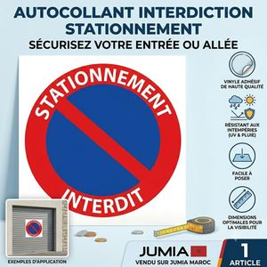 Autocollant Stationnement Interdit – Vinyle Adhésif Haute Qualité Résistant Intempéries (Pluie & UV) – Sticker Signalisation Entrée, Garage, Portail et Allée