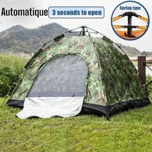 Tente Coupe-Vent, 4 places, Camping Imperméable Automatique Ouverture Rapide