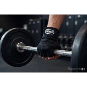 Gants de Musculation Taille M - Gants de Fitness Demi-Doigts Antidérapants - Protection Poignet avec Bande Velcro - Noir