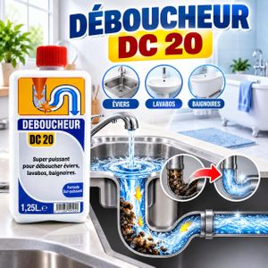 Déboucheur Canalisations Super Puissant Liquide Évier Lavabo Baignoire Douche Dissolvant Bouchons Élimine Mauvaises Odeurs Bidon 1,25 L