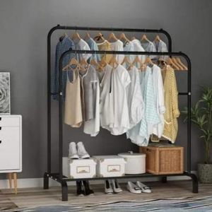 Double Portant à Vêtements avec étagère  très stable