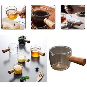 Mini Saucière en Verre avec Manche en Bois – Élégant Récipient pour Sauce, Condiments & Café