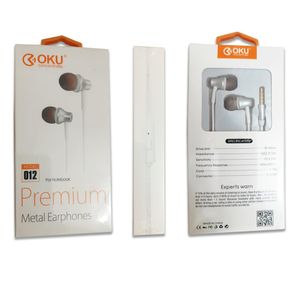 Oku Écouteurs Filaires 3D avec Microphone Compatibles avec la Plupart des Prises 3,5 mm - Blanc