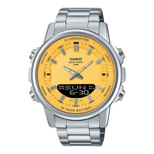 Casio Cadran jaune vif avec double affichage - Analogique & digitale multifonction - 10 ans autonomie - AMW-880D-9AV