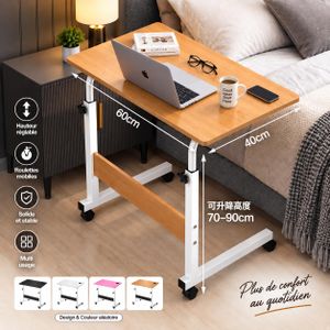 Table Ordinateur Mobile Réglable avec Roulettes – Bureau d’Appoint pour Lit, Canapé et Maison - Design & Couleur et Marque aléatoire
