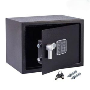 Ferri Coffre Fort à Serrure Électronique Avec Code PIN et 2 Clés et Poignée, Fixations Murales et au sol 35×25×25cm