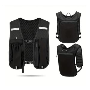 Gilet de sport Noir, gilet de course, pochette multifonctionnelle de rangement pour bouteilles d'eau, téléphone et essentiels