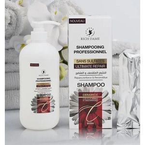 RICH DAME شامبو ريتش ديم الاحترافي الخالي من الكبريتات - 800 مل  - ترميم فائق، يقوي ويعيد بناء الشعر التالف بالسراميد