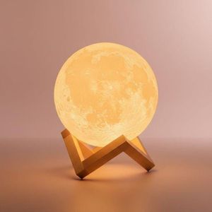 Lampe Lune 3D Décorative avec Socle en Céramique et Éclairage Réglable.