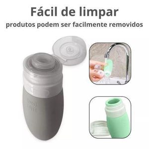 Home Kit de 4 flacons de voyage en silicone, Bouteilles rechargeables 90 ml pour shampoing, gel douche et lotions